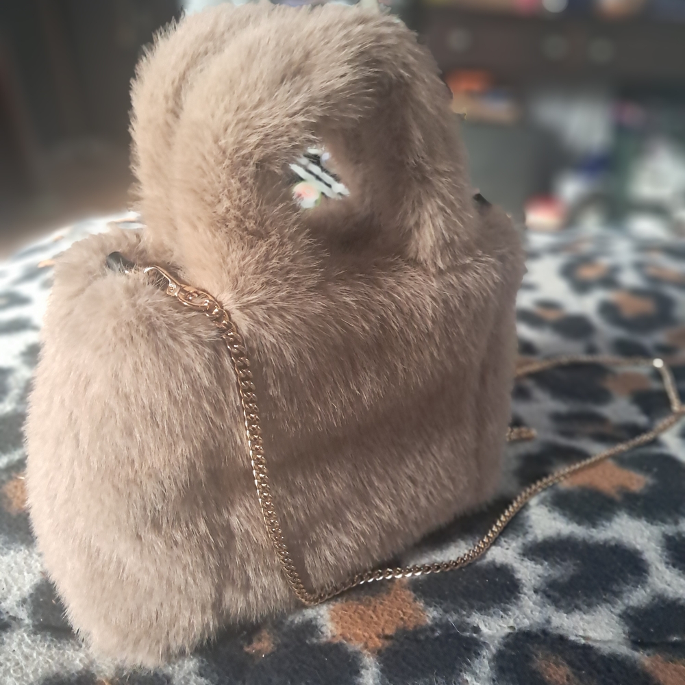 G by Giuliana Faux Fur Shoulder Bag with Gold Chain